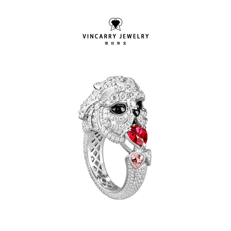VINCARRY 18K gold colored treasure ring women's light luxury niche ring customization