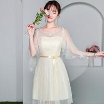 Korean light gray skirt suspenders bridesmaid shoulder straps spring gauze skirt zipper performance strapless bean paste powder wrapped chest