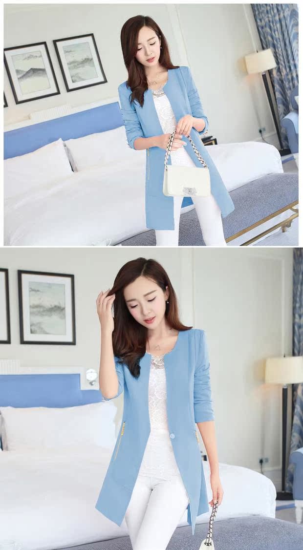 Mùa xuân mới 2018 solid color một nút nhỏ phù hợp với áo khoác nữ Phiên bản Hàn Quốc của bộ đồ dài tay không cổ Slim mẫu vest nữ đẹp 2021