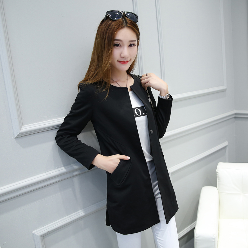 2019 mùa xuân và mùa thu mới nhỏ Suit nữ Loose thời trang Casual Trung bình Dài Kích Coat Suit Long Sleeve Tide