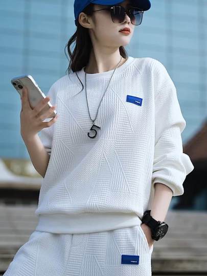 2025春秋季新款女士宽松休闲运动服套装高级感时尚减龄卫衣两件套