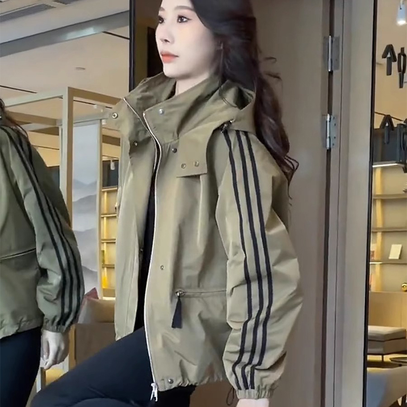 Casual Versatile Workwear Jacket for Women, Popular Spring and Autumn Windbreaker, Korean Style Loose Jacket, Sports Baseball Jacket