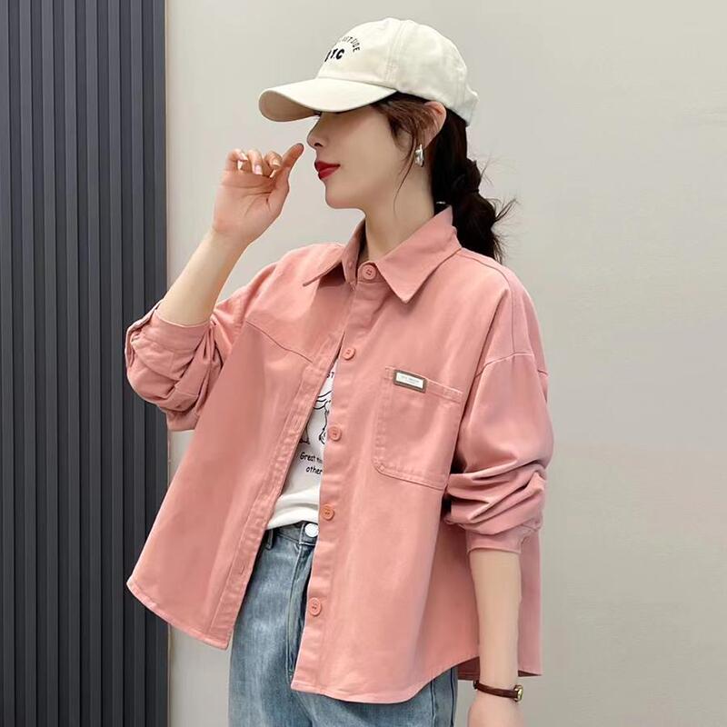 2026 Spring and Autumn New Women's Korean Style Popular Short Jacket Denim Shirt Versatile Loose Slimming Casual Top 2026 Spring and Autumn New Women's Korean Style Popular Short Jacket Denim Shirt Versatile Loose Slimming Casual Top