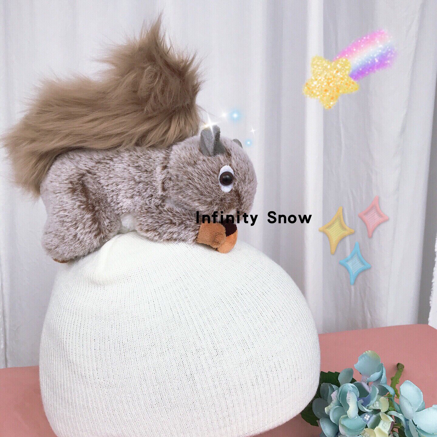 Cute squirrel cartoon plush skier battery helmet skating helmet hood hat warm