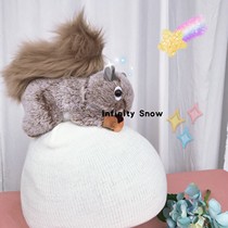 Cute little squirrel cartoon plush ski umbrella Battery car helmet cover Skating helmet cover hat to keep warm