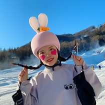 Cute bunny Ski paragliding Battery car headgear Helmet cover Helmet cover Warm helmet accessories