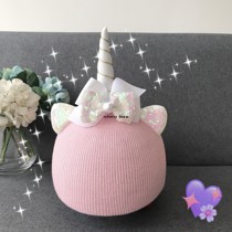 Fairy ~ Unicorn ski paragliding battery car headgear Warm helmet cover Helmet cover bow flash piece