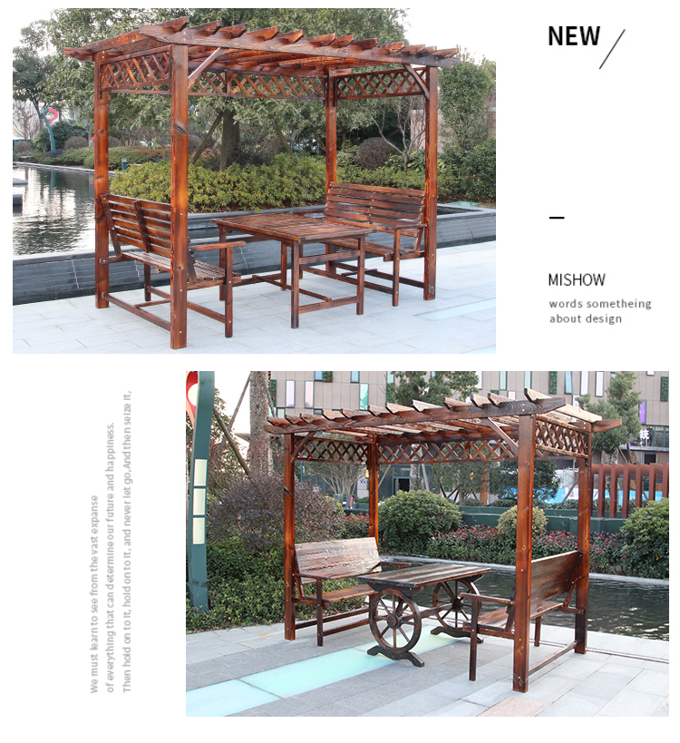 Nhà gỗ chống ăn mòn giá nho gazebo kệ ngoài trời đồ nội thất bằng gỗ rắn carbonized vườn leo hành lang hoa nho - Bàn ghế ngoài trời / sân nội thất ngoài trời