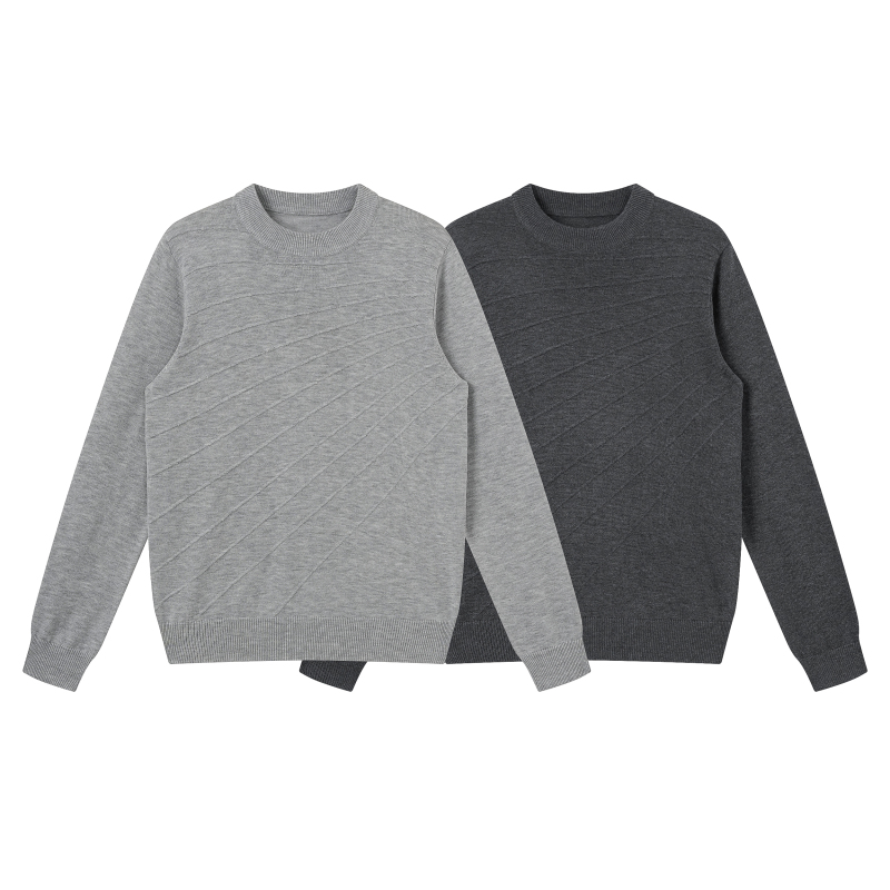 Echoforge L 【Radiation】 Wool Skin-Friendly Embossed Jacquard Regular Shoulder Unisex Knitted Long-Sleeve T-Shirt Knitwear