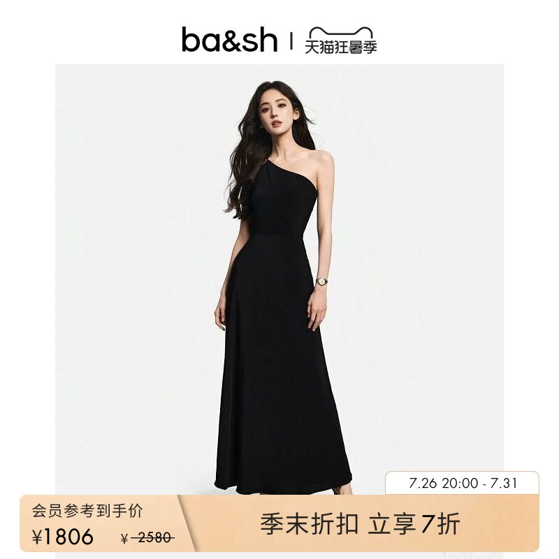 Bash Summer French Style One-Shoulder Little Black Dress New Year Party Party Dress One-Piece Long Dress 1E25Finn