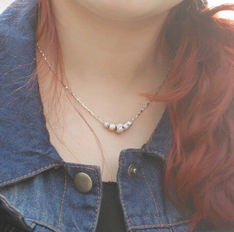 Transfer Bead Pendant Silver Necklace for Girlfriend 999 Sterling Silver Clavicle Chain Necklace Chow Tai Fook Birthday Gift