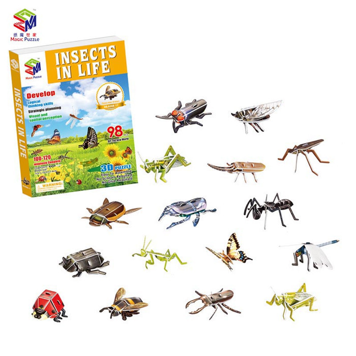 Insect paper puzzle model simulation ornaments simulation diy handmade creative puzzle children student homework