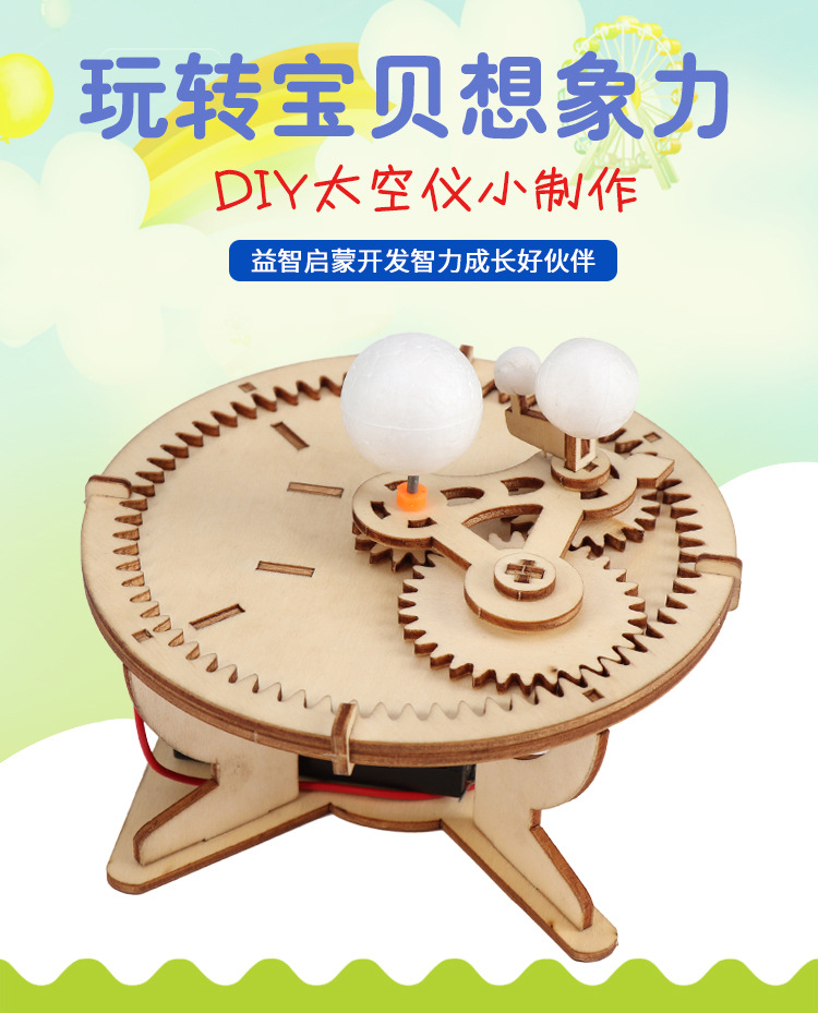 Earth Moon Day Triple Globe 3d Cubic model Handcrafted small production Student works Planet Starspace Cosmoococoated wood