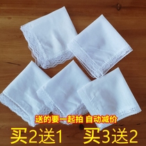 24cm lace edge pure white DIY hand-graffiti small square scarf handkerchief cotton white handkerchief tie-dye hand-painted rubbing