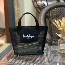 New Fashion Letters Mesh Yarn Bag Hand Large Capacity Makeup Bag Hollow Bath Washing Bag Hand Mommy Bag Woman