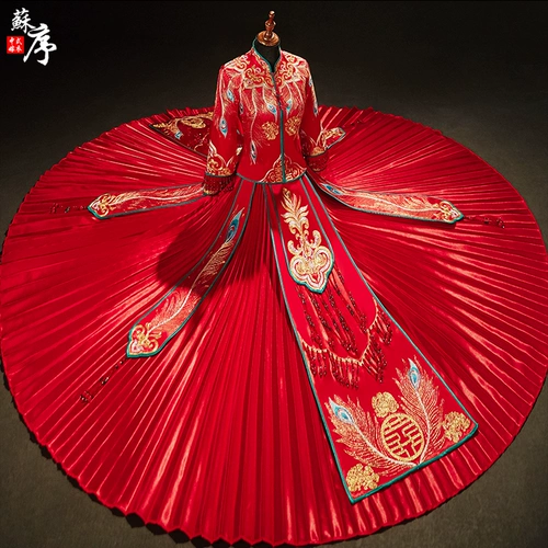 Традиционный свадебный наряд Сюхэ для невесты, свадебное платье, вечернее платье, дракон и феникс, коллекция 2023, китайский стиль