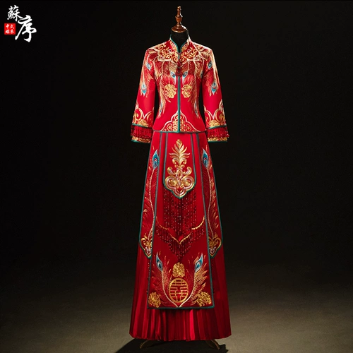 Традиционный свадебный наряд Сюхэ для невесты, свадебное платье, вечернее платье, дракон и феникс, коллекция 2023, китайский стиль