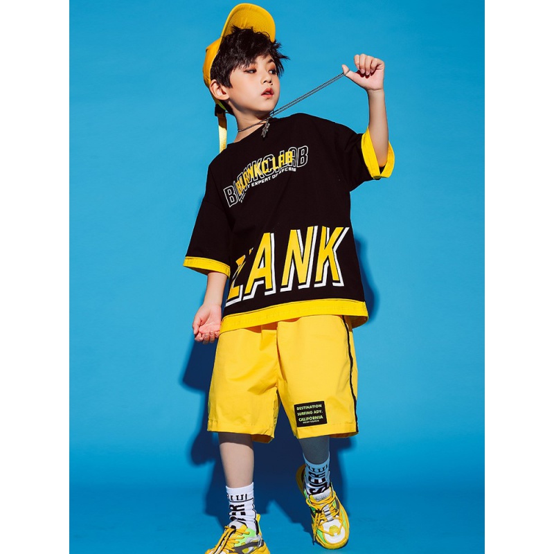 Children's Street Dance Tide Suits Boy Tide Clothing Suit Summer Hip-hop Performance Walking Show Clothes Hiph