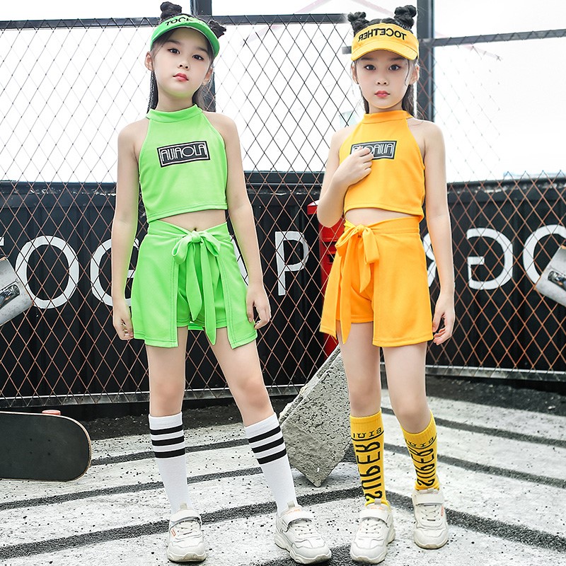 Children's jazz dance suit Summer girl acting out of a hip hop street dance dance suit cheerleading