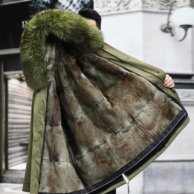 2026 Haining New Winter Men's Parka with Mink Fur Lining, Hooded, Warm, Fashionable, Thick Fur Coat 2026 Haining New Winter Men's Parka with Mink Fur Lining, Hooded, Warm, Fashionable, Thick Fur Coat