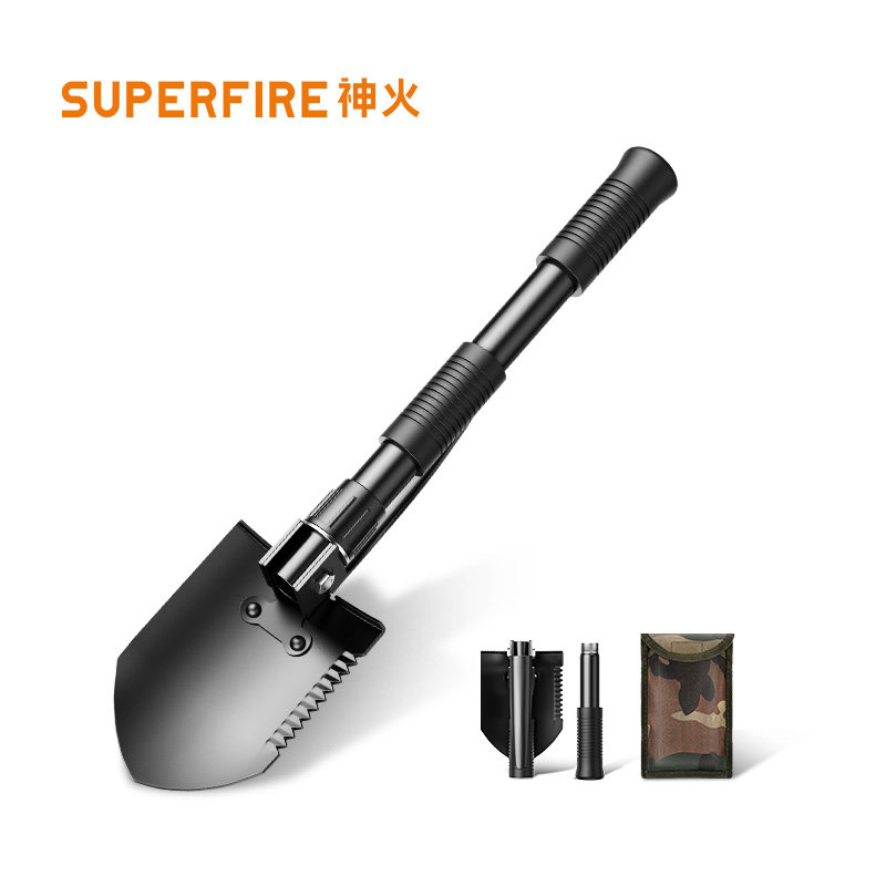 God Fire Manganese Steel Engineering Shovel BG01 Multifunction Outdoor Vehicular Fishing Folding Portable Iron Shovel Small Number Field Shovel 