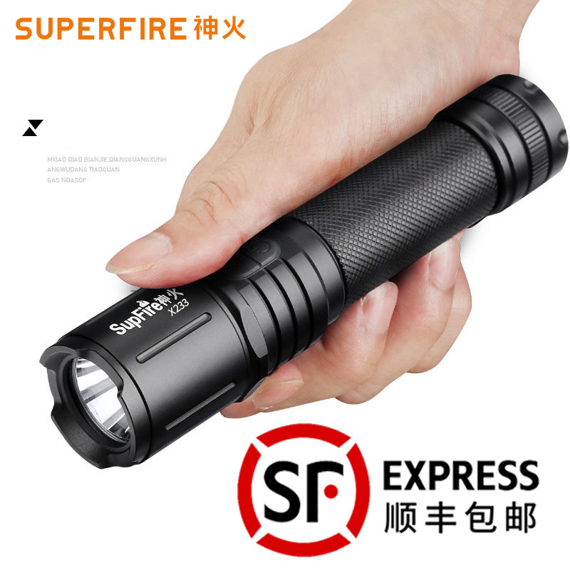 God Fire X233 Intense Light Flashlight Multifunction USB Straight Charge Tactical Anti-Body Mini Small Portable Ultra Bright Far Shot 