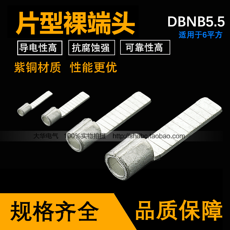 DBNB5 5-10 Ximencon terminal high-end red copper material sheet-shaped bare end head connector without gap
