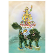 Manjushri Bodhisattva Buddha Statue Thangka Manjushri Lion Portrait Photo Paper Plastic Packaging Portable Card Decorative Painting Hanging Customized