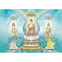 Oriental Three Saints Thangka Portraits Decorative Paintings Medicine Buddha Glazed Light Tathagata Sunlight Moonlight Bodhisattva Plastic Buddha Paintings