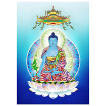 Decorative Medicine Buddha statue and portrait dedicated to Medicine Buddha portrait hanging painting Medicine Buddha Tathagata portrait photo paper plastic packaging