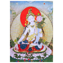 Decorative Tibetan Tantric White Tara Buddha Statue Thangka Portrait Hanging Painting Printing Hand-painted Buddha and Bodhisattva Statue Double-sided Plastic Sealing