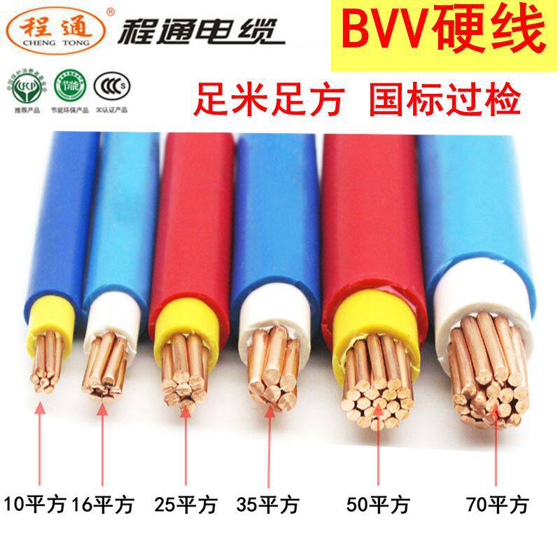 Cheng Tongguo benchmark copper core double plastic BVV10 16 25 25 35 70 70 home installed wire factory cable