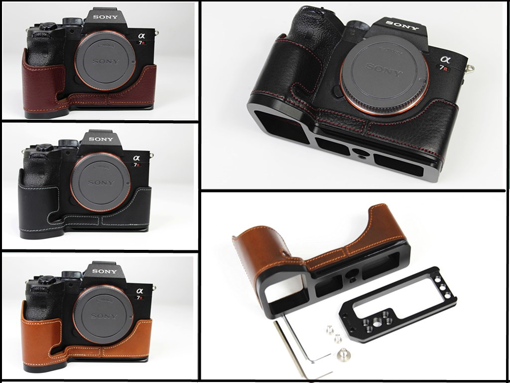 Applicable Sony a7R4 genuine leather camera bag protective sheath a7R3 dai half cover base a9iiL plate type housing