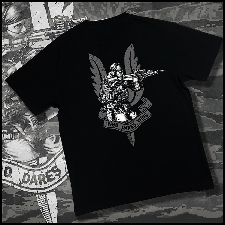 (TSD) new SAS Special Air Service Regiment Tough Guy Cotton Barrel Knit T-Shirt Man