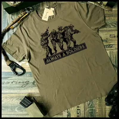 DEVGRU Seal Special Forces Forever Soldier Tactics Military Fan Printed Cotton Round Neck Woven T-shirt