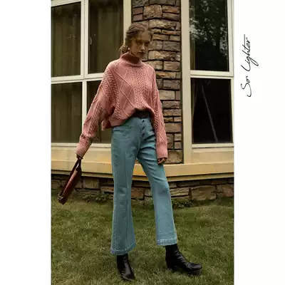 solighter vintage high-waisted jeans women slim slim shabby light-colored legs ankle-length pants