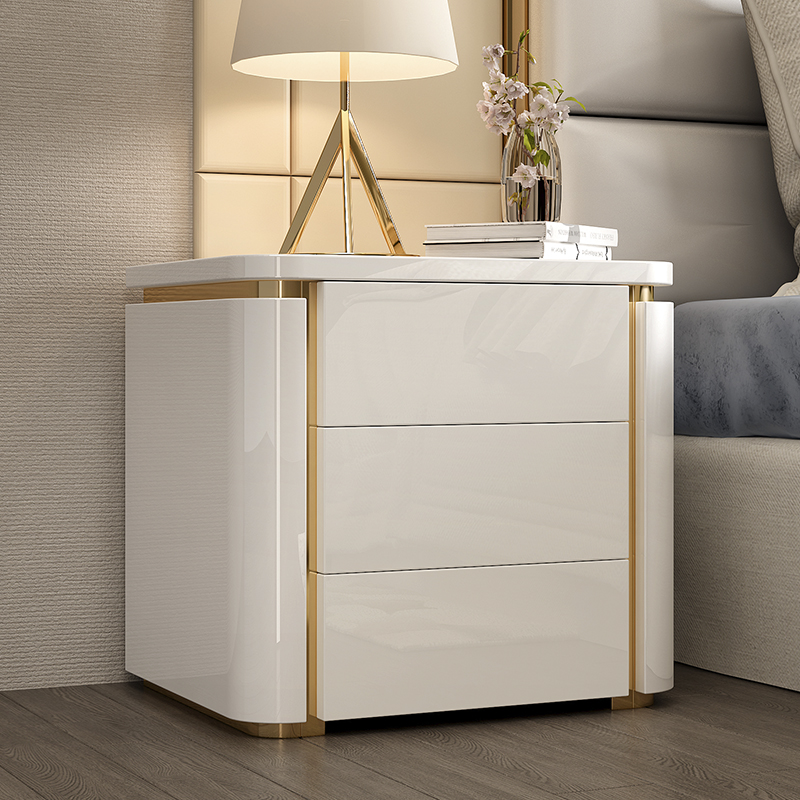 High - end luxury bedside cabinet without installing luxury simple modern white bedroom shelter for creative bedside cabinets