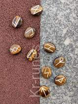 Touch Wood-natural wood fossil yellow tiger eye crystal luhn stone such as Niishi Nordic letters