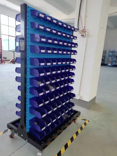 Thickened Metal Tool Rack with Double-Sided Movable Perforated Board for Workshop Maintenance, Square Hole Screw Storage Rack, Load Capacity 300kg