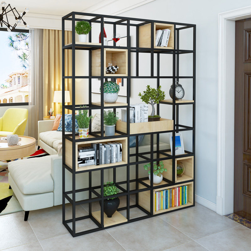 Iron art rack partition screen modern minimalist storage cabinet industrial style porch display rack living room bookshelf floor
