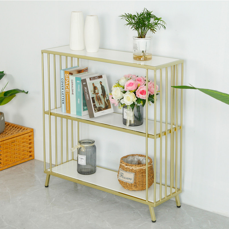 Nordic rack wrought iron porch cabinet display stand bedroom light luxury bookshelf entrance porch table marble ins