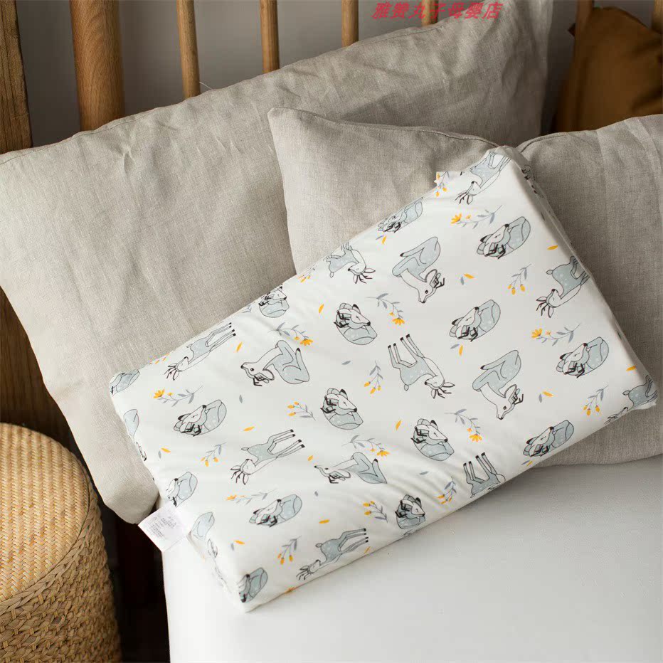 Jazan ) Adult latex pillow - plain cotton - stereotyped pillow - containing pillow - case antibacterial neck protective