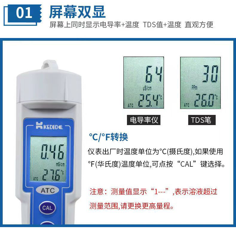 Кондуктометр yani彦霖 便携式电导率测试仪 高精度ph/电导率二合一检测笔