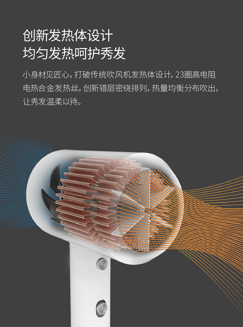 小米生态链 直白 负离子护发吹风机 1800W 日本万宝至电机 图8