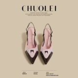 2025 летние новые женские подвесные босоножки специальной формы на высоком каблуке с розовой строчкой, туфли Мэри Джейн с неглубоким вырезом снаружи