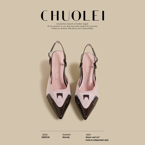 2025 летние новые женские подвесные босоножки специальной формы на высоком каблуке с розовой строчкой, туфли Мэри Джейн с неглубоким вырезом снаружи