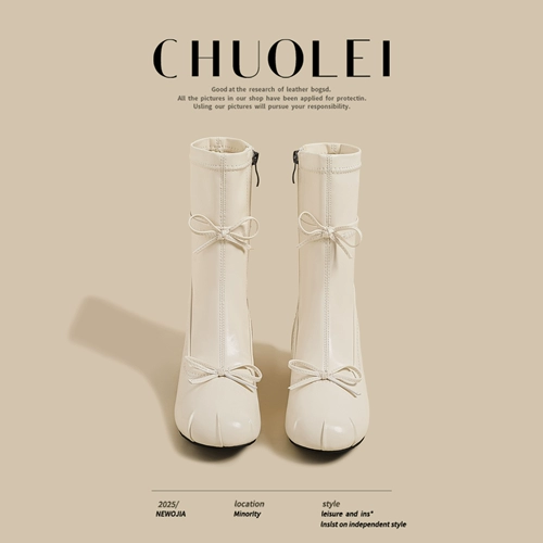 Martens, летние белые высокие сапоги с бантиком, по фигуре
