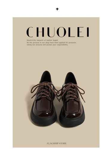 Универсальная зимняя утепленная коричневая глянцевая обувь на платформе для кожаной обуви, японские лоферы в английском стиле, в британском стиле