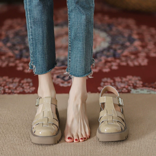 Плетеные сандалии, обувь на платформе, из натуральной кожи, коллекция 2023