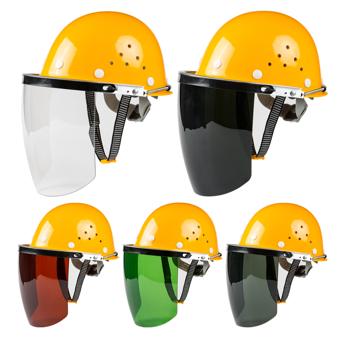 Safety helmet-type electric welding mask Burn Welt Shield Face face screen Anti-splash polished transparent welding cap wearing style